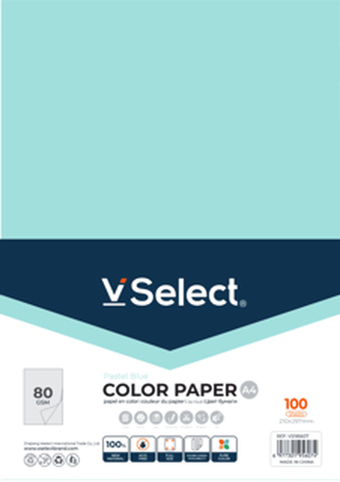 VSelect A4 COLOR PAPER 80gsm Pastel Blue VS195607