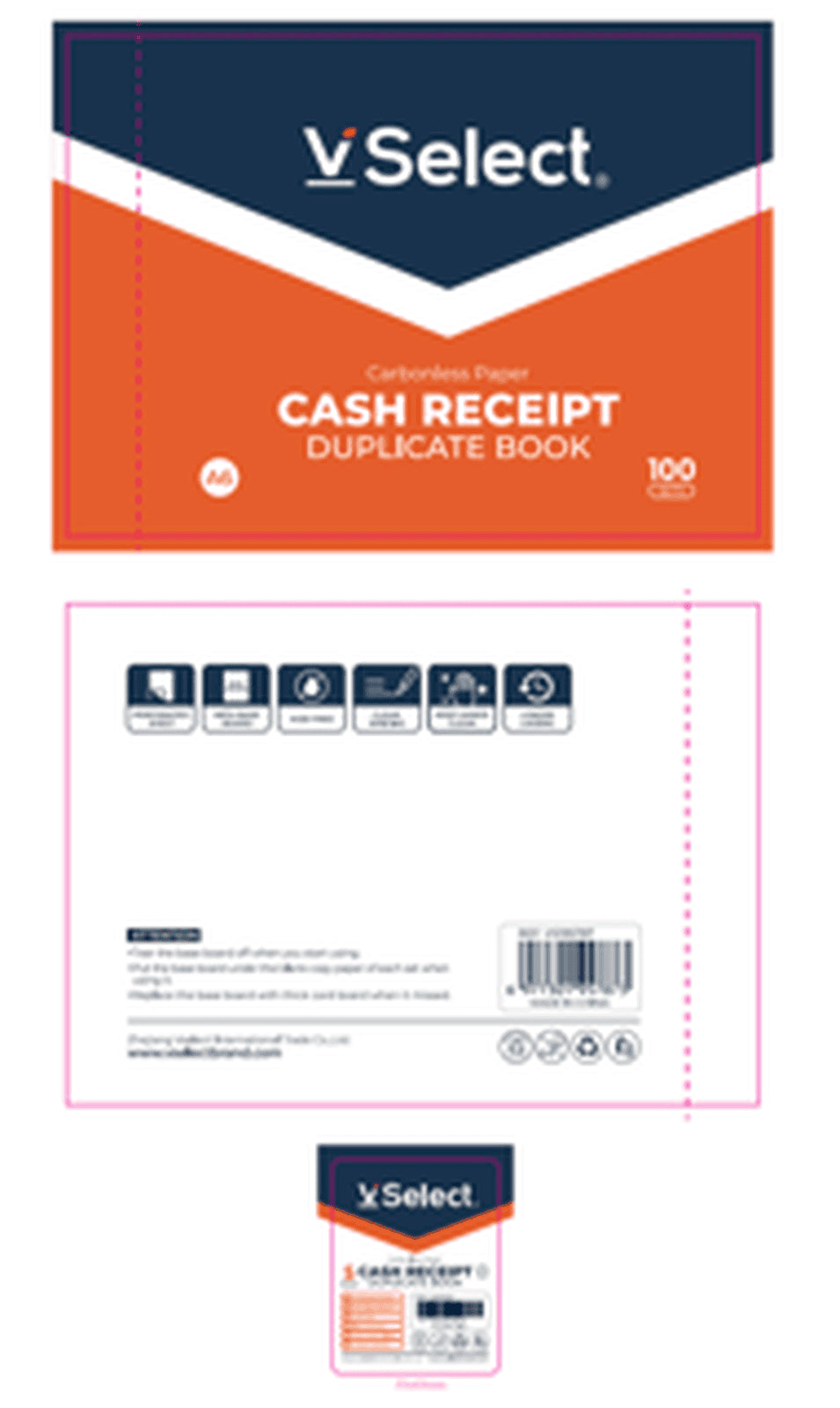 VSelect A6 DUPLICATE CARBONLESS PAPER BOOK CASH RECEIPT 200Sets VS195787