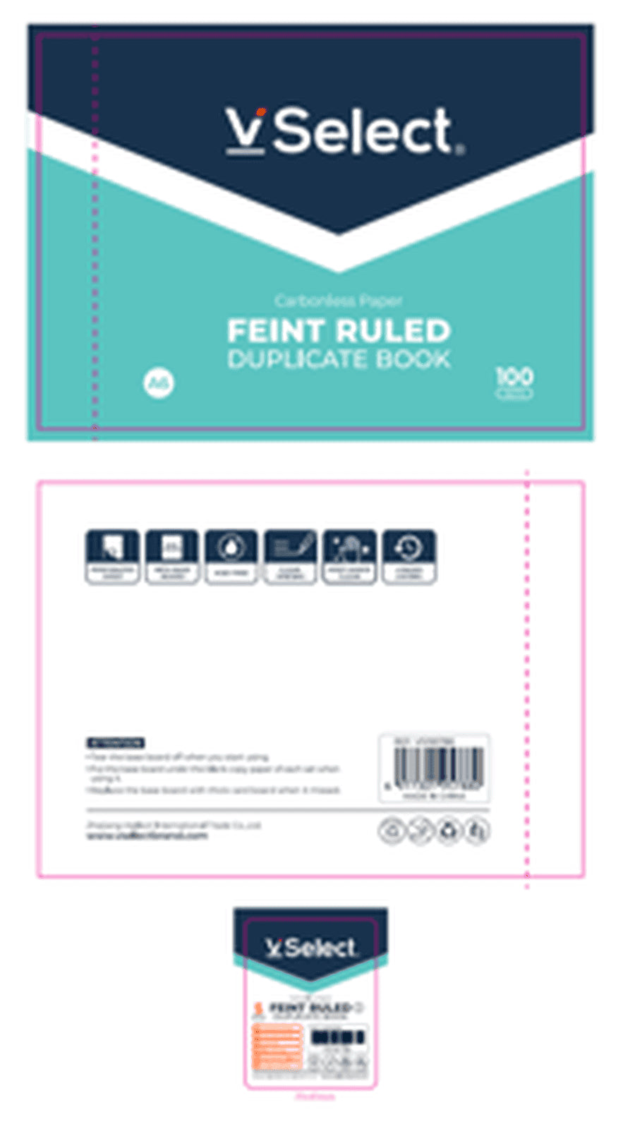 VSelect A6 DUPLICATE CARBONLESS PAPER BOOK FEINT RULED 200Sets VS195788