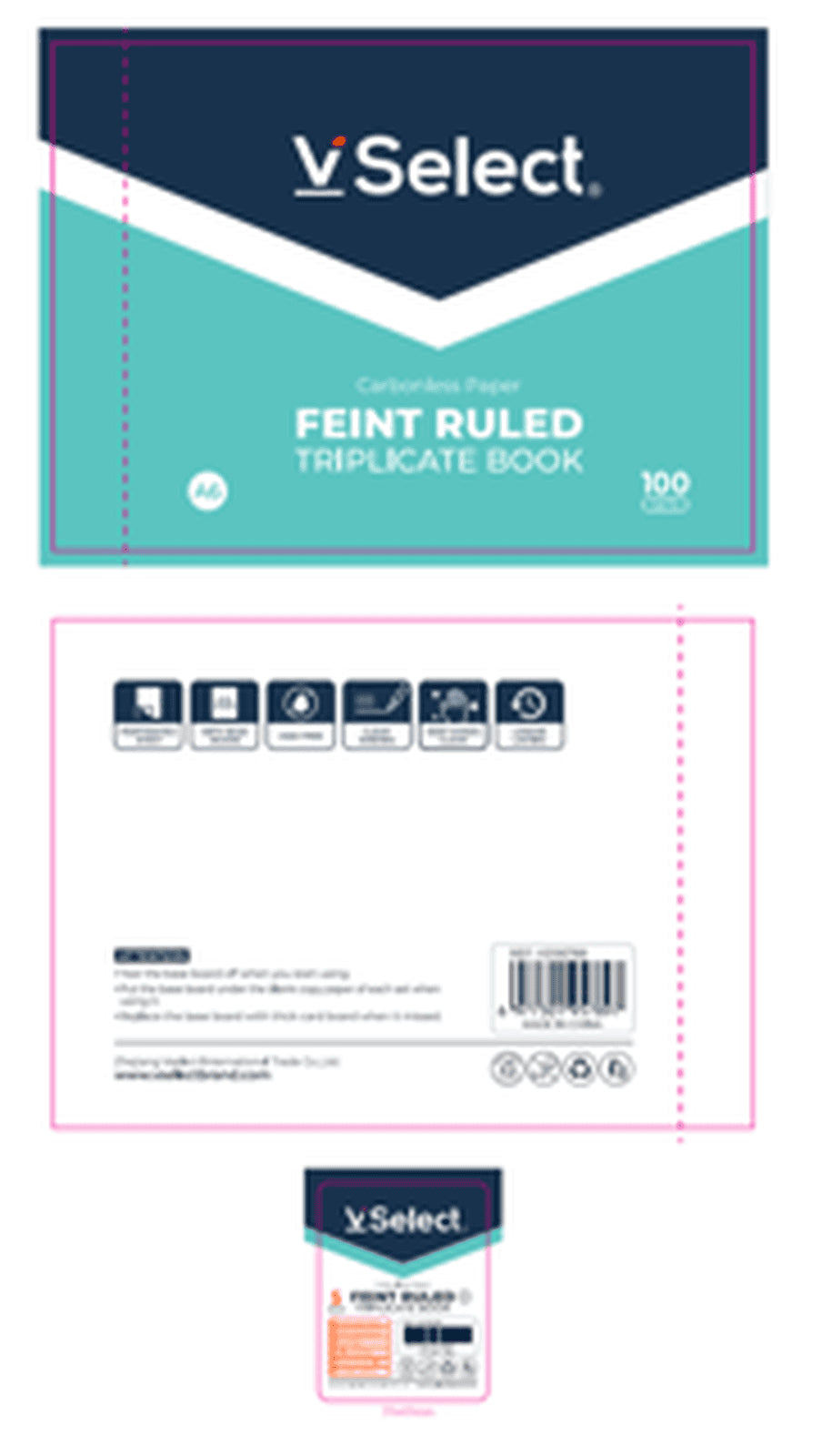 VSelect A6 TRIPLICATE CARBONLESS PAPER BOOK FEINT RULED 200Sets VS195789
