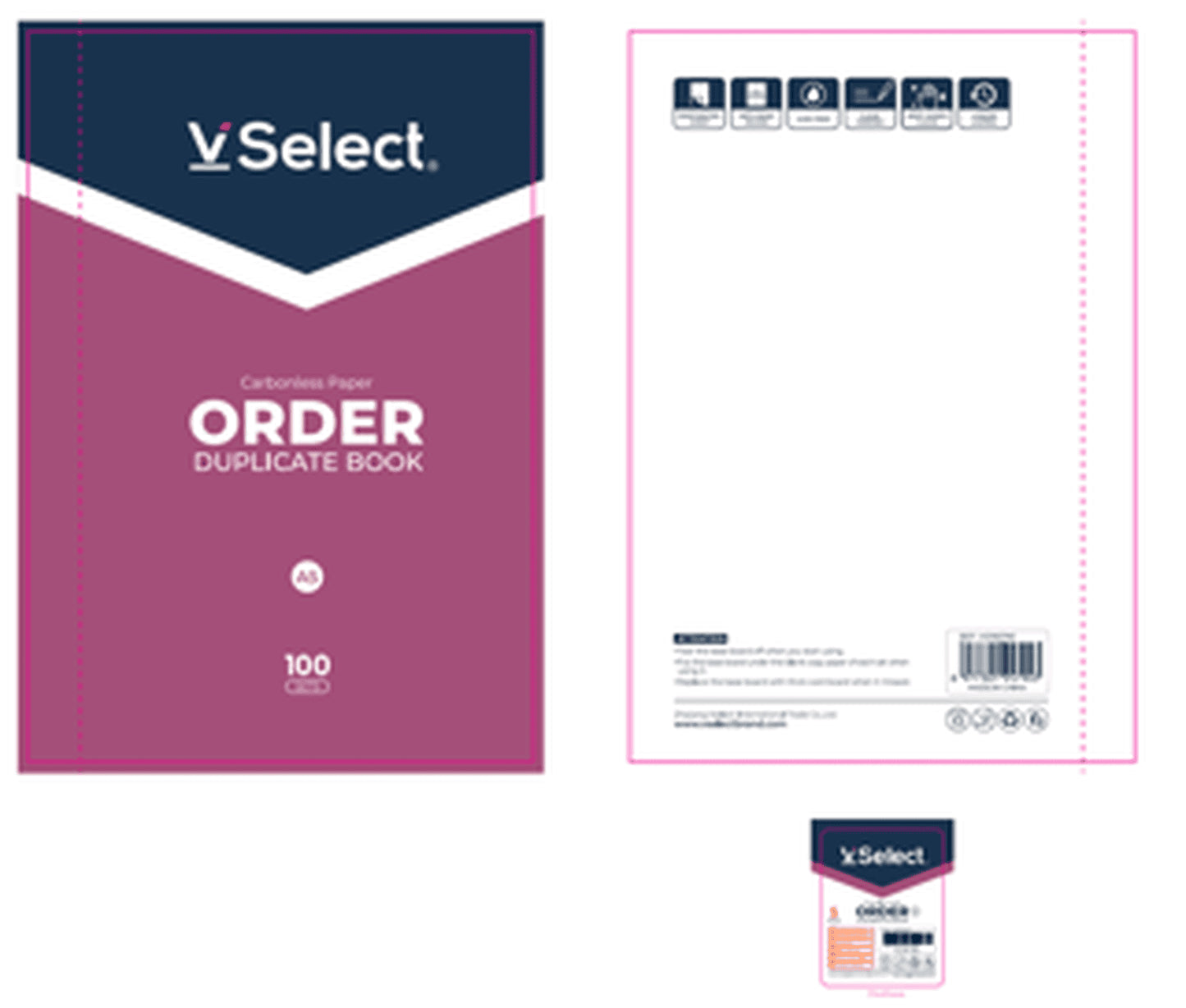 VSelect A5 DUPLICATE CARBONLESS PAPER BOOK ORDER 200Sets VS195790