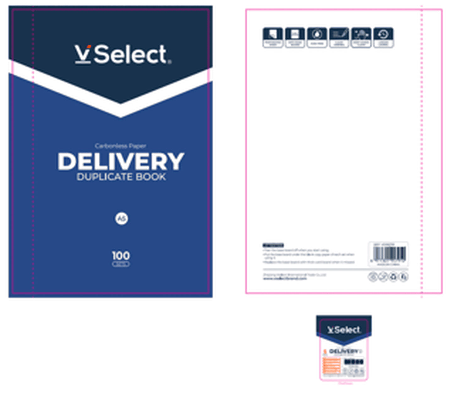 VSelect A5 DUPLICATE CARBONLESS PAPER BOOK DELIVERY 200Sets VS195791