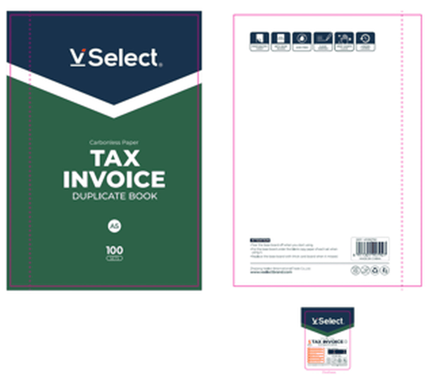 VSelect A5 DUPLICATE CARBONLESS PAPER BOOK TAX INVOICE 200Sets VS195792