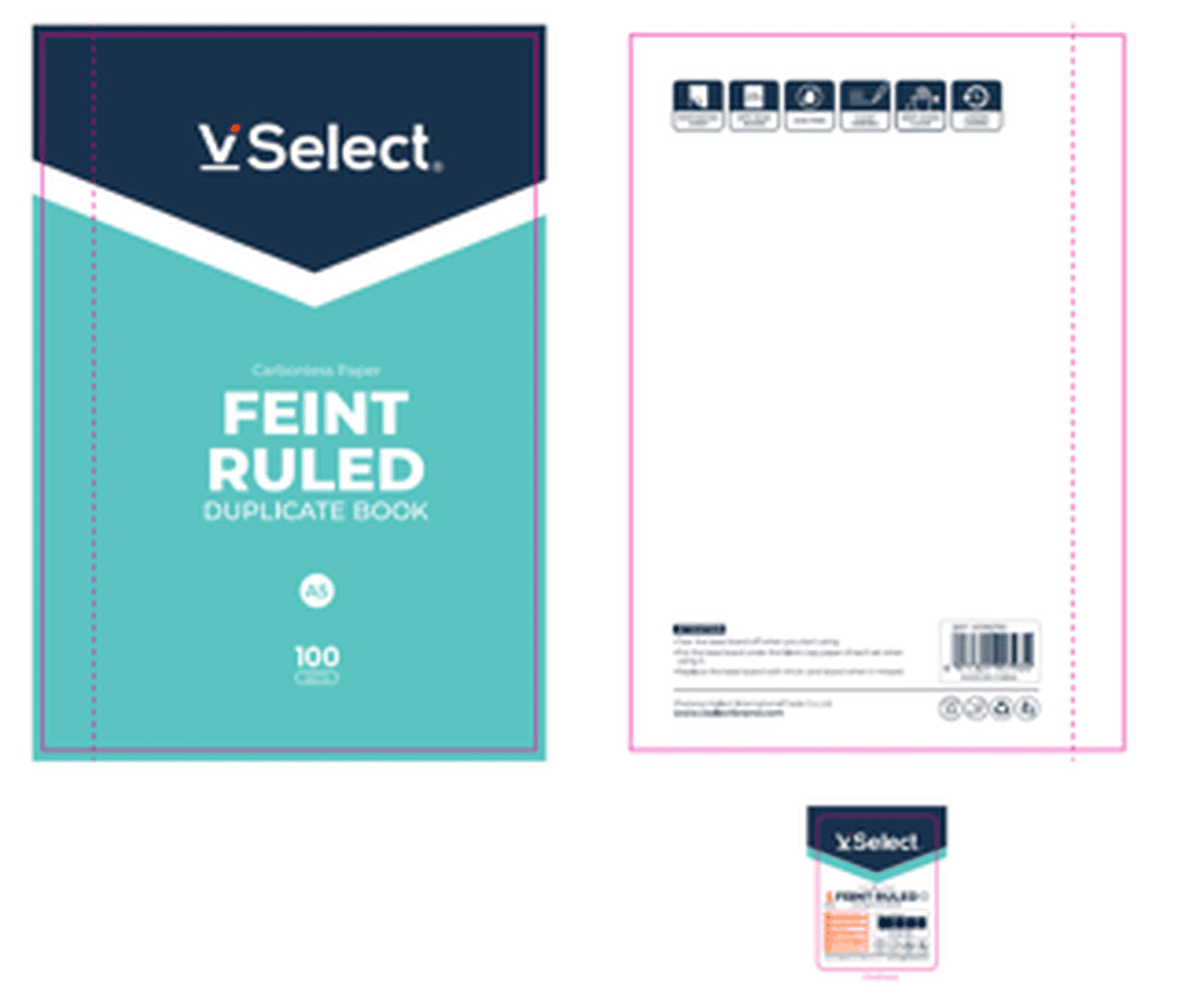 VSelect A5 DUPLICATE CARBONLESS PAPER BOOK FEINT RULED 200Sets VS195793
