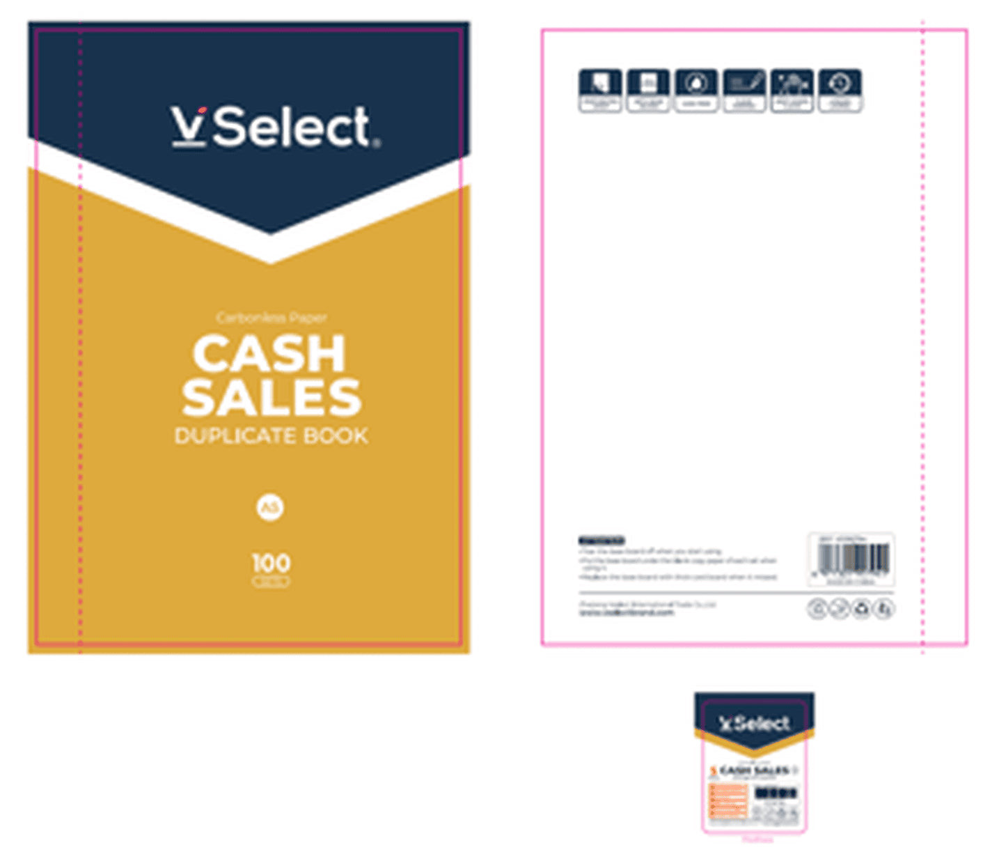 VSelect A5 DUPLICATE CARBONLESS PAPER BOOK CASH SALES 200Sets VS195794