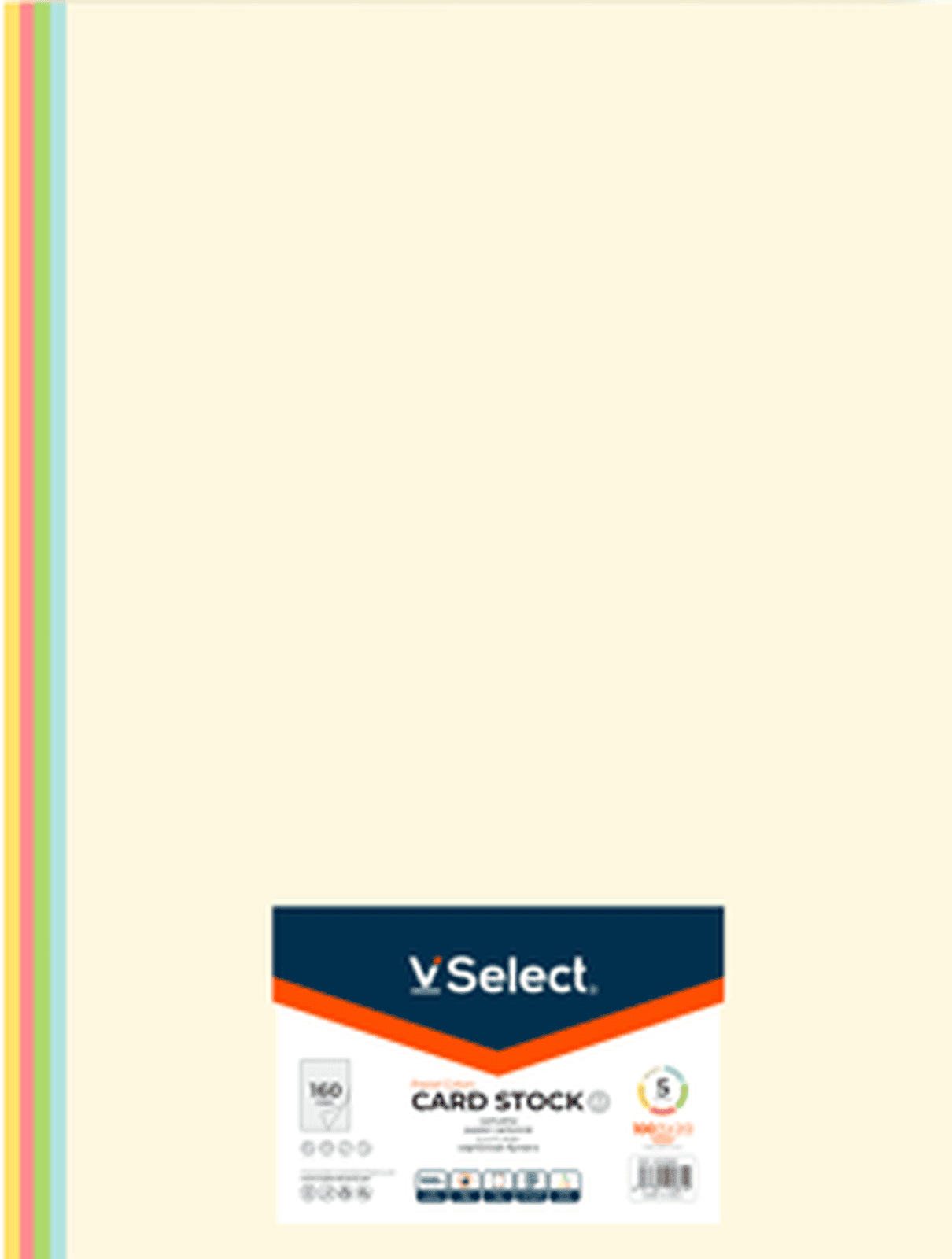 VSelect A4 CARD STOCK 160gsm 5Pastel Colors VS195870