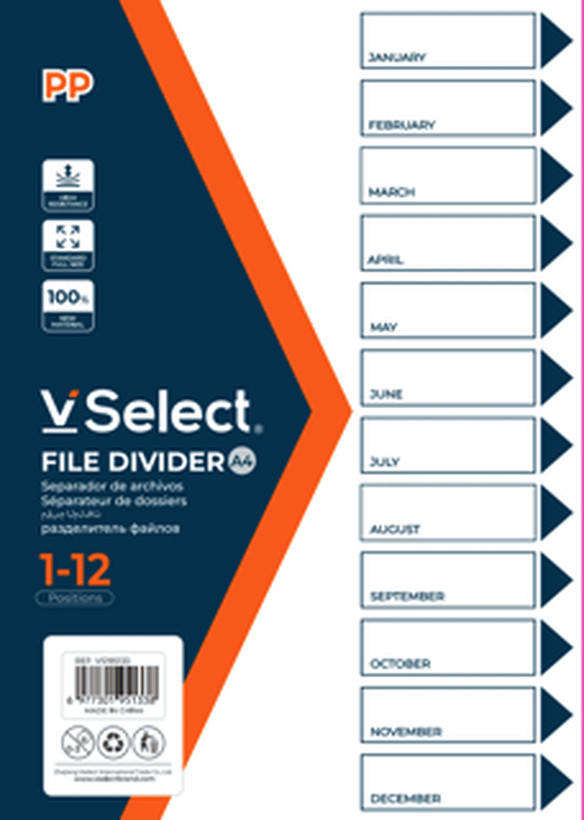 VSelect FILE DIVIDER A4 January to December VS195133