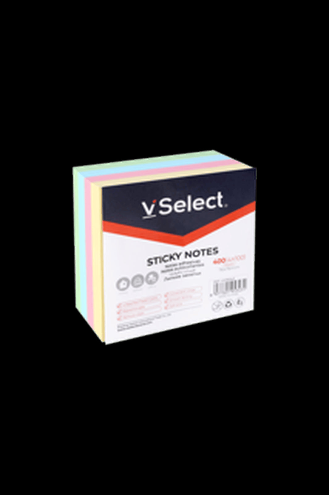 VSelect STICKY NOTES 76*76mm Pastel 400Sheets VS195343