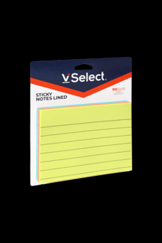 VSelect STICKY NOTES LINED 101*76mm Neon 100Sheets VS195357