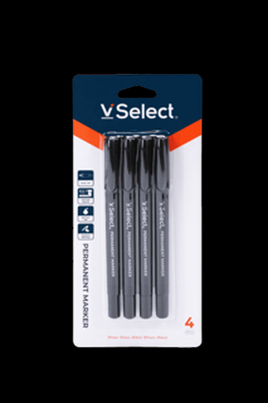 VSelect PERMANENT MARKER Black 1mm 4PCS VS195459