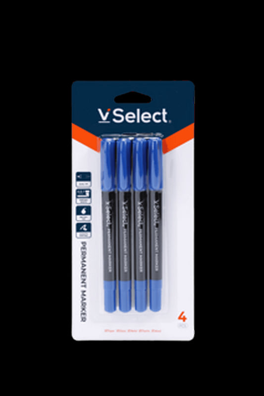 VSelect PERMANENT MARKER Blue 1mm 4PCS VS195460