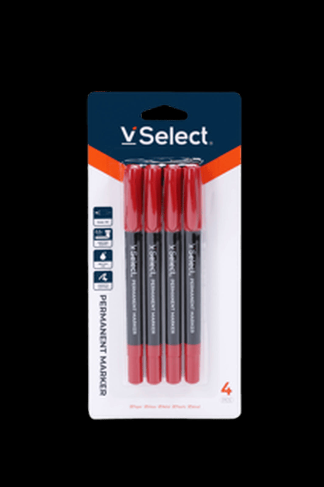 VSelect PERMANENT MARKER Red 1mm 4PCS VS195461