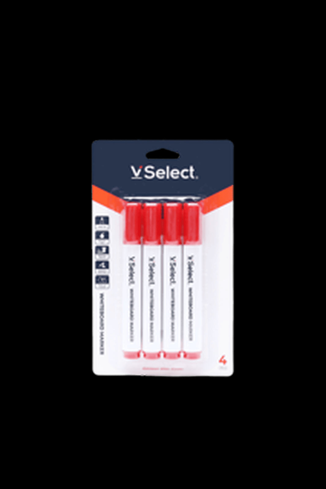 VSelect WHITEBOARD MARKER Red 2mm 4PCS VS195486