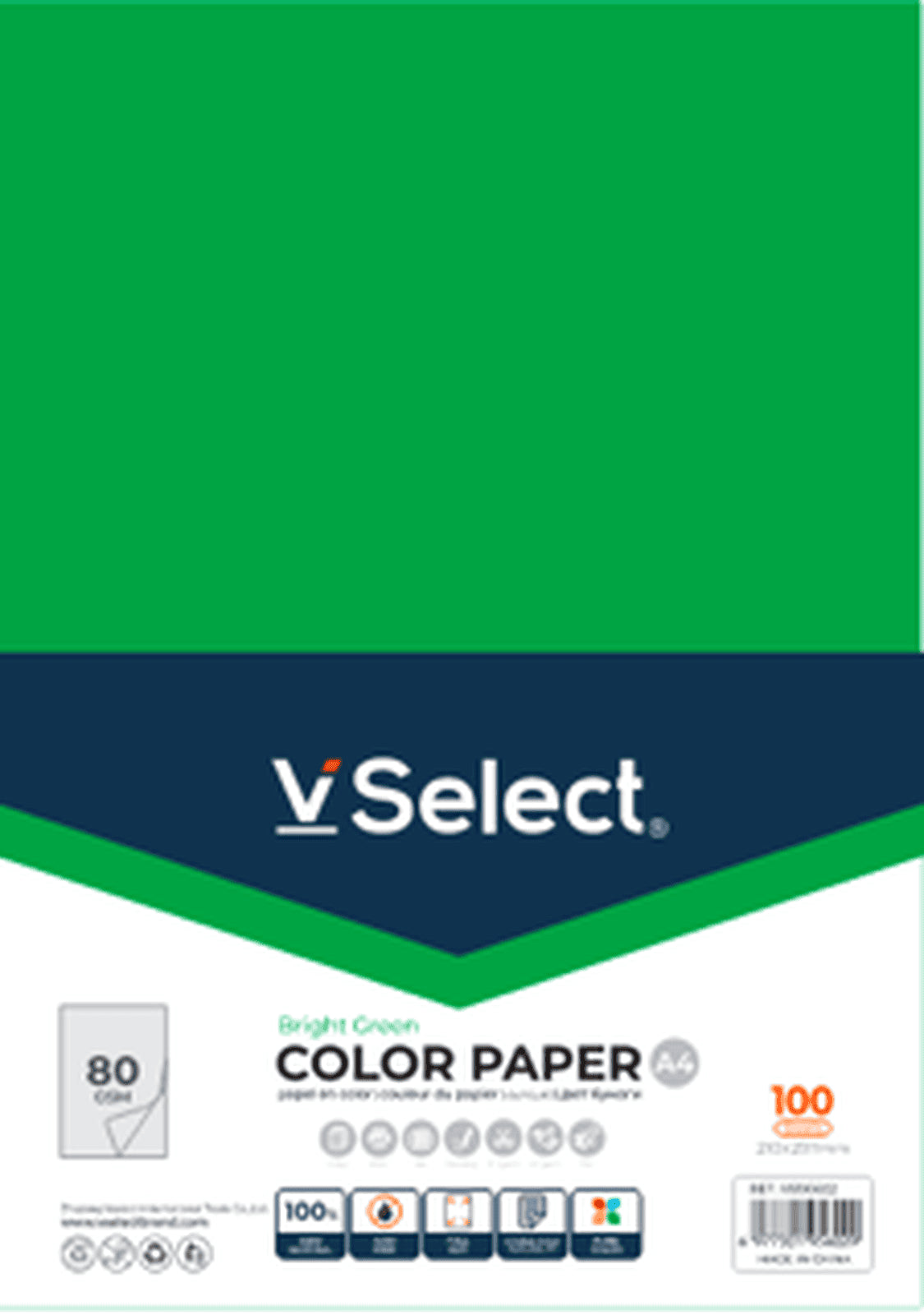 VSelect A4 COLOR PAPER 80gsm Bright Green VS195602