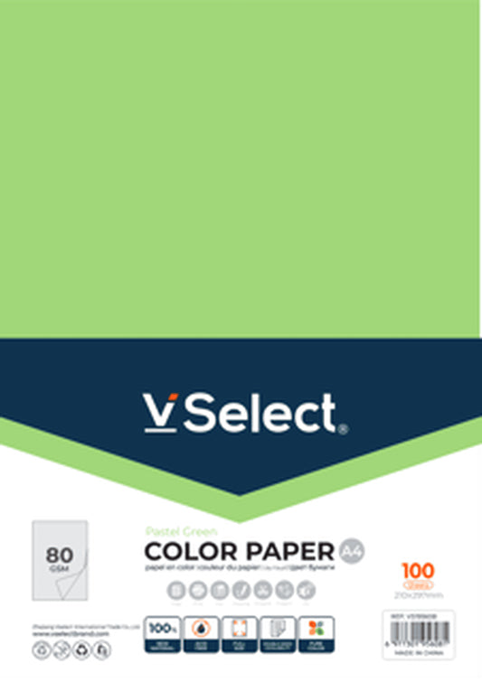 VSelect A4 COLOR PAPER 80gsm Pastel Green VS195608