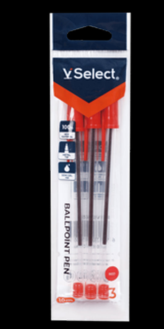 VSelect BALLPOINT PEN Red 1.0mm 3PCS VS195655