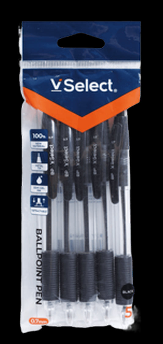 VSelect BALLPOINT PEN Black 0.7mm 5PCS VS195669