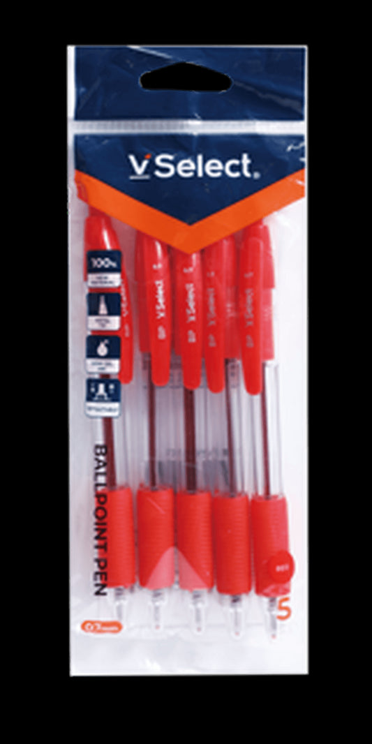 VSelect BALLPOINT PEN Red 0.7mm 5PCS VS195670