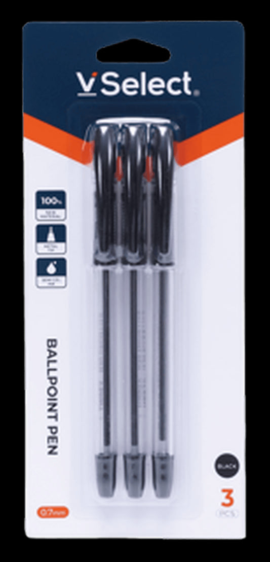 VSelect BALLPOINT PEN Black 0.7mm 3PCS VS195673