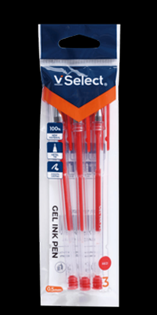 VSelect GEL INK PEN Red 0.5mm 3PCS VS195678