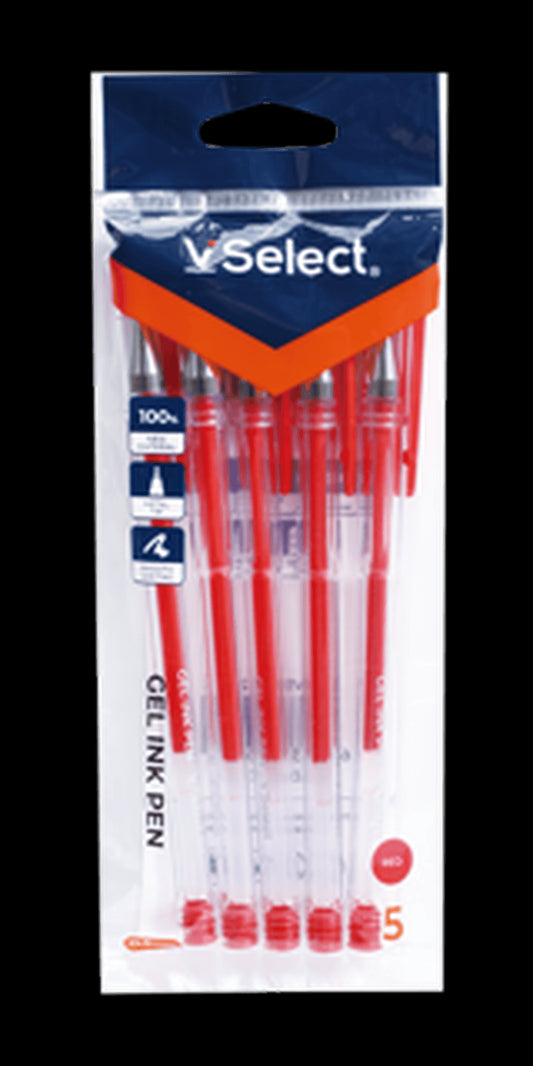 VSelect GEL INK PEN Red 0.5mm 5PCS VS195682