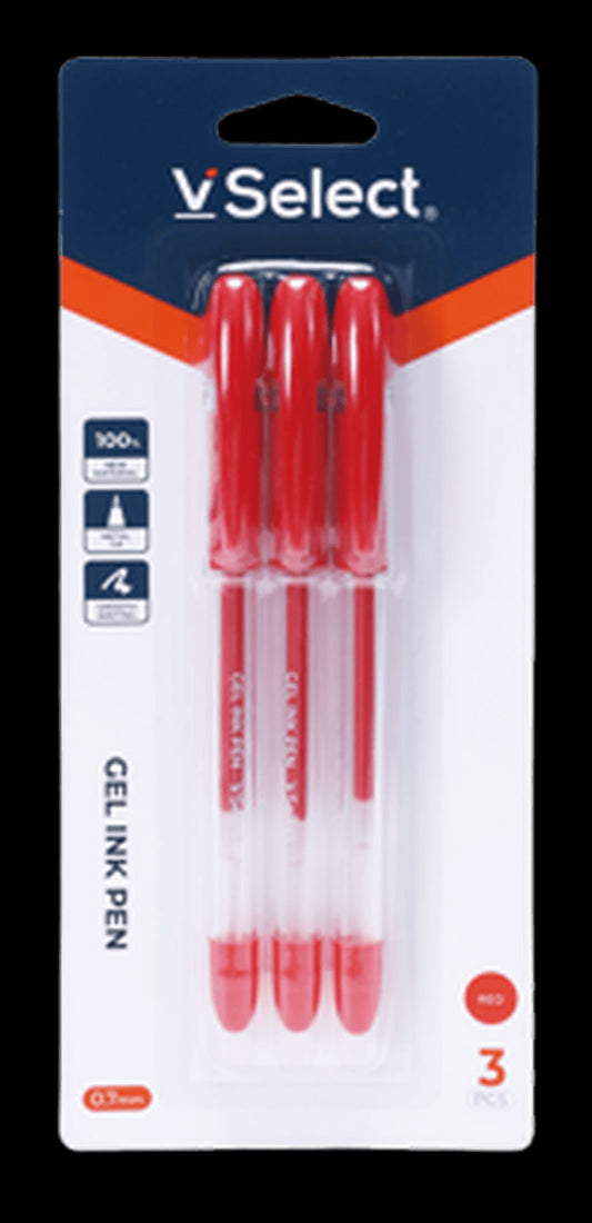 VSelect GEL INK PEN Red 0.7mm 3PCS VS195697