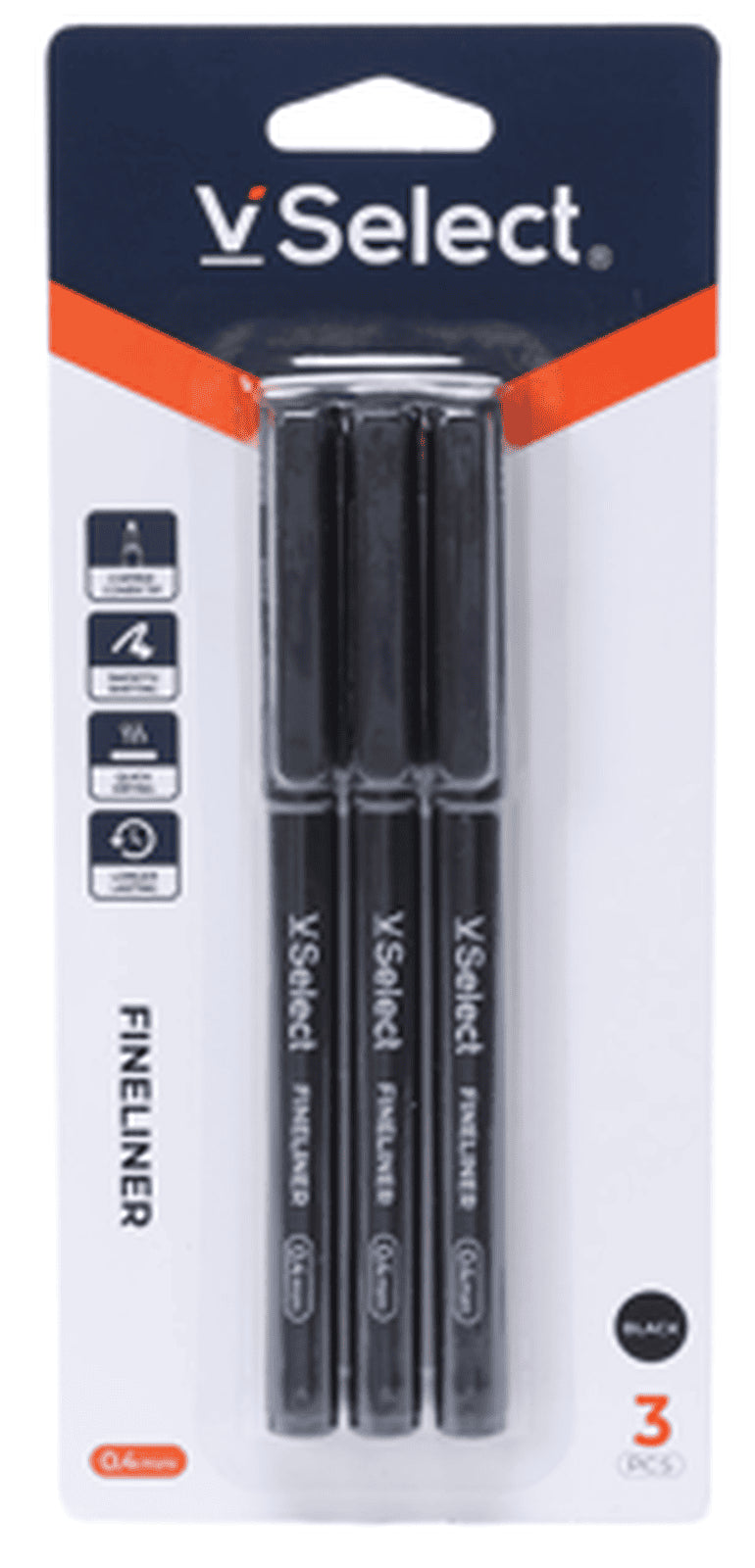 VSelect FINELINER Black 0.4mm 3PCS VS195760