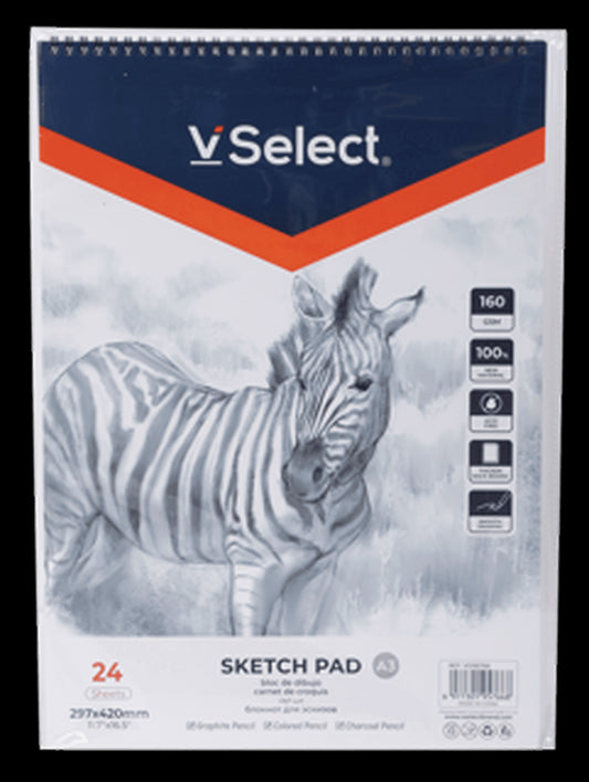 VSelect A3 SKETCH PAD 160gsm 24Sheets VS195766