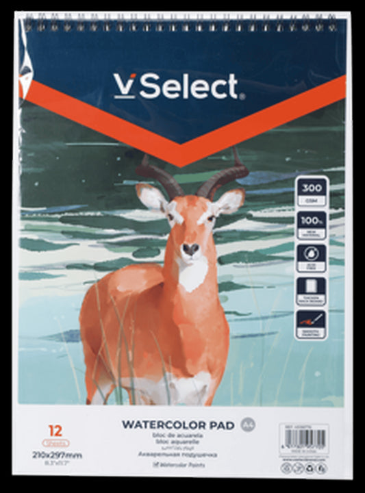 VSelect A4 WATERCOLOR PAD 300gsm 12Sheets VS195770