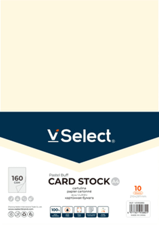 VSelect A4 CARD STOCK 160gsm Pastel Buff VS195880