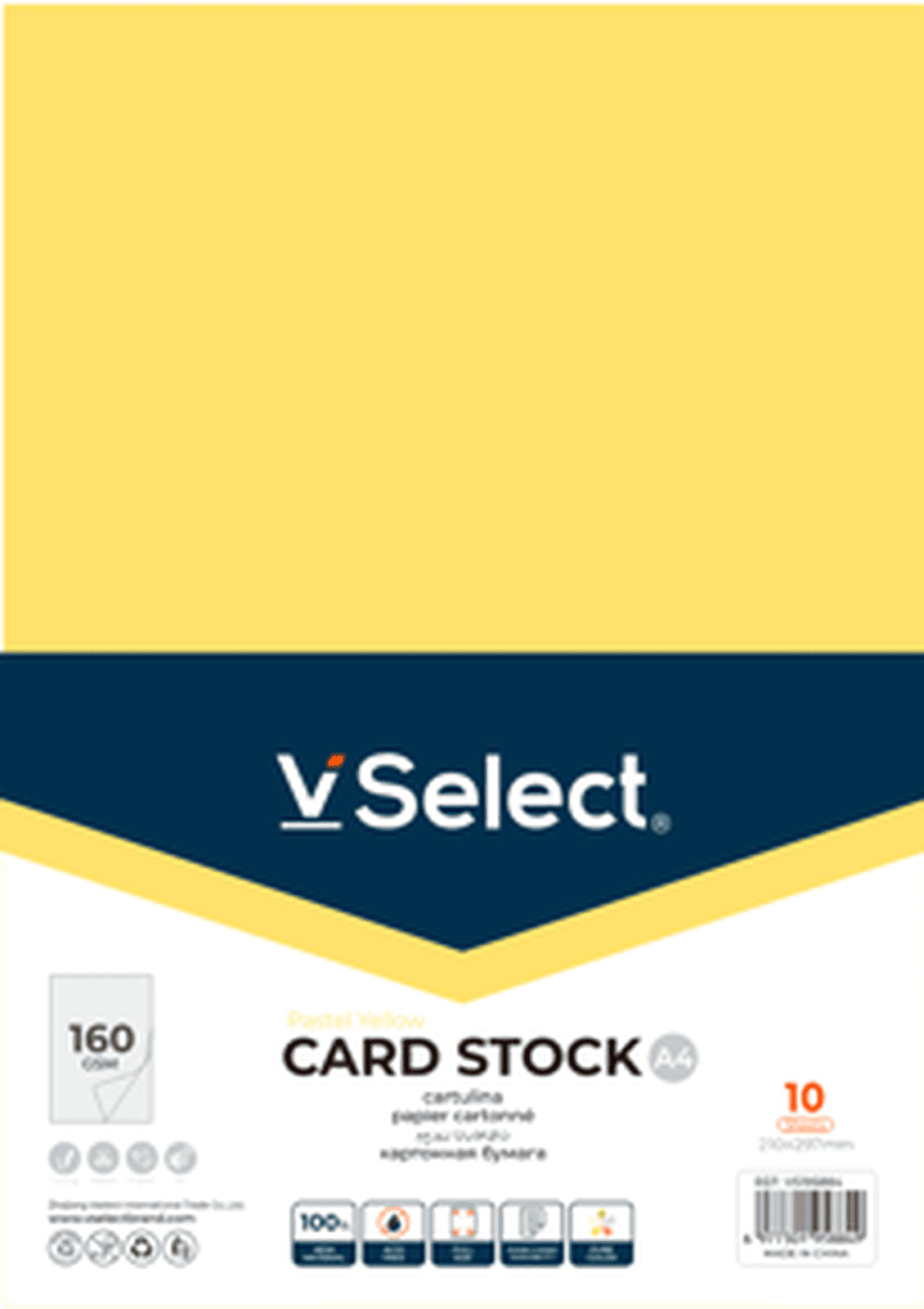 VSelect A4 CARD STOCK 160gsm Pastel Yellow VS195884