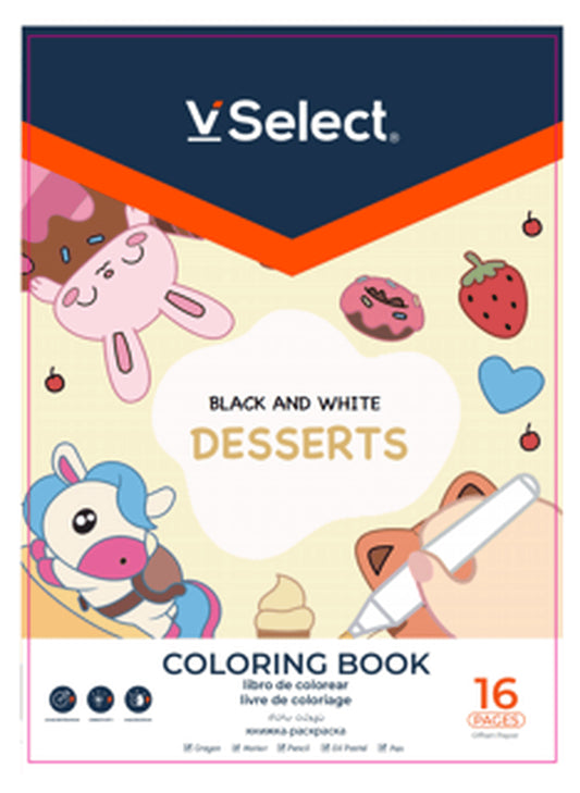 VSelect COLORING BOOK Black and White 16Pages Desserts VS195941