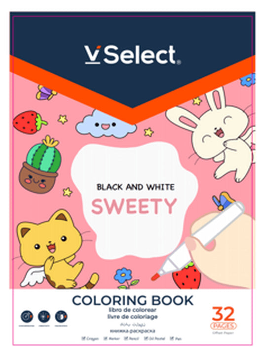 VSelect COLORING BOOK Black and White 32Pages Sweety VS195945