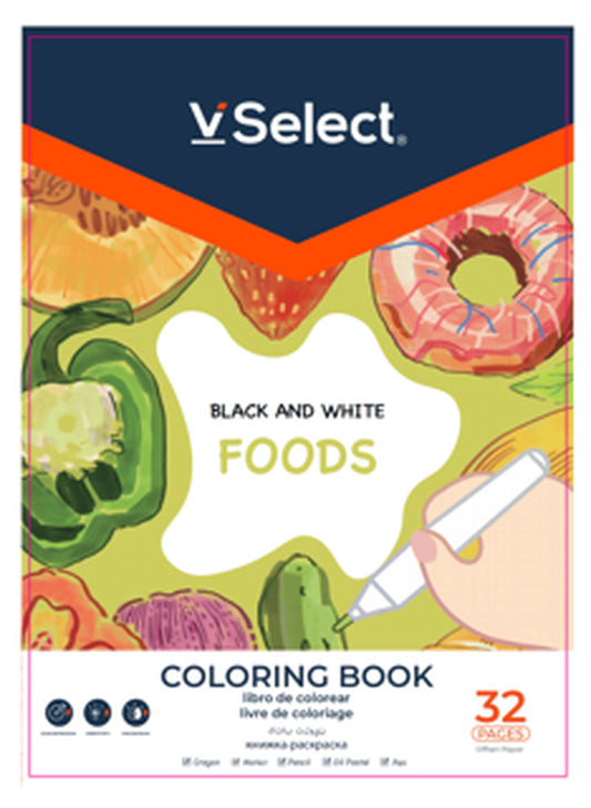 VSelect COLORING BOOK Black and White 32Pages Foods VS195947