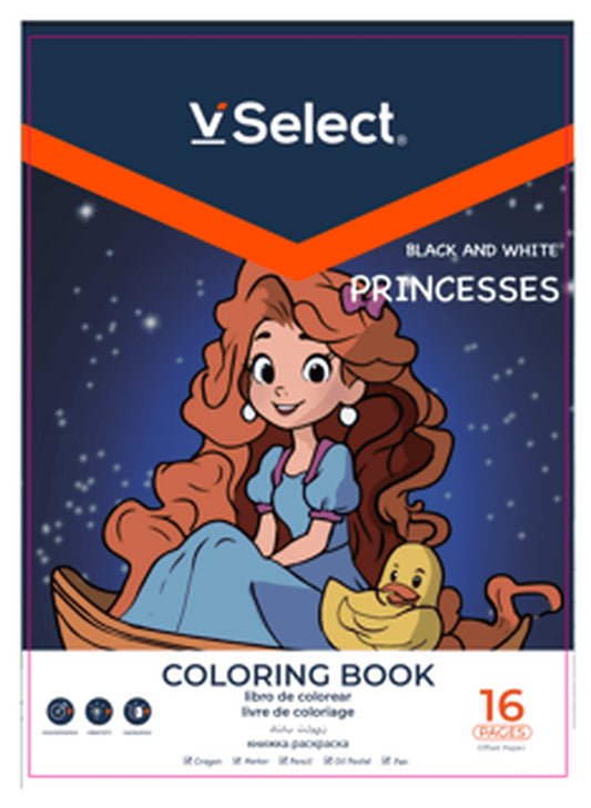 VSelect COLORING BOOK Black and White 16Pages Princesses VS195957