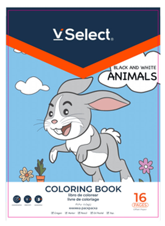 VSelect COLORING BOOK Black and White 16Pages Animals VS195958