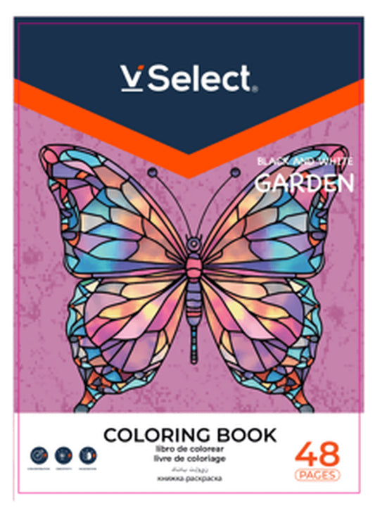 VSelect COLORING BOOK Black and White 48Pages Garden VS195965