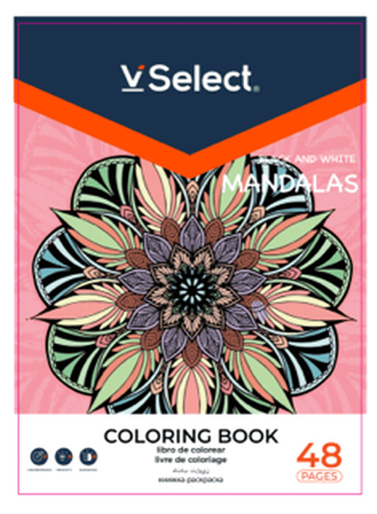 VSelect COLORING BOOK Black and White 48P Mandalas VS195967